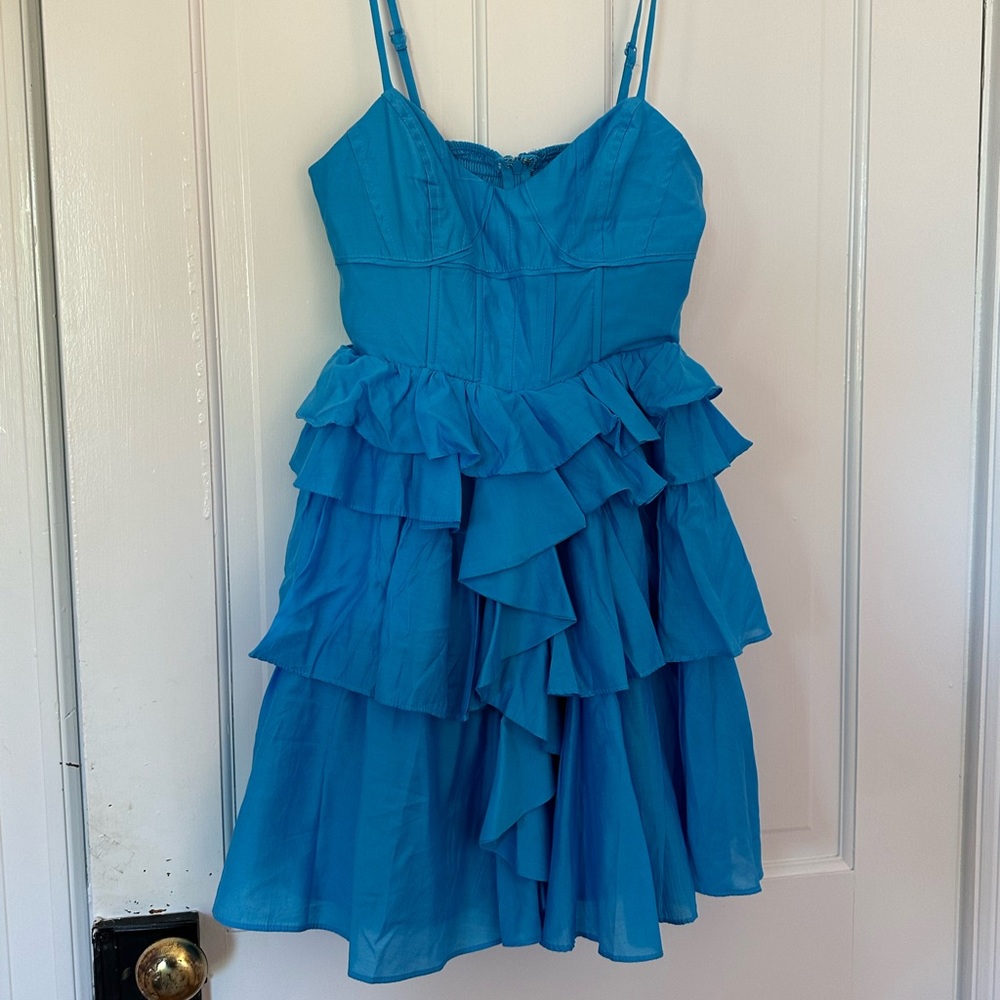 NWT blue tiered mini dress
